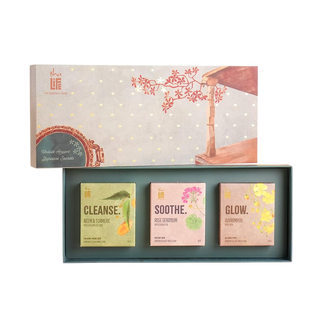 Isha Life Handcrafted Bathing Bars Gift Set | Natural & Herbal Soap Bars | Traditional Bathing Care | Gentle Cleansing for Daily Use | Suitable for All Skin Types