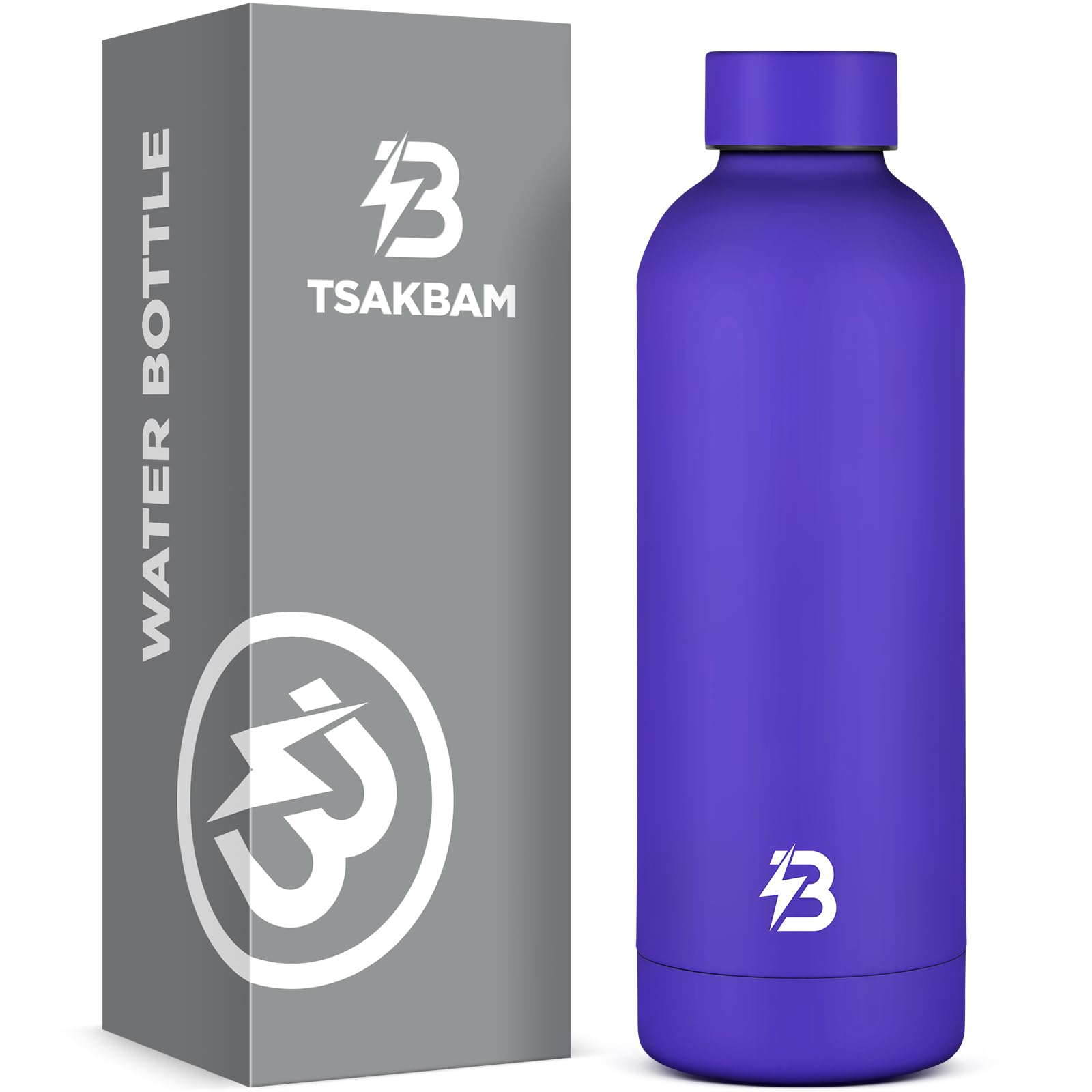 Trinkflasche Sport Edelstahl, 500ml Thermosflasche, Sportflasche Metall mit Deckel Auslaufsicher, Kohlensäure Geeignet, Spülmaschinenfest, für Fitnessstudio, Gym(Marineblau)