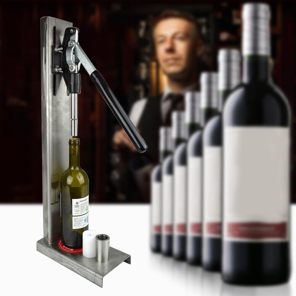 Wine Bottle Corker, Manual Wine Bottle Capper Bottle Corking Machine, 2 POM Inserting Stopper Corking Tool, Stainless Steel Tool Brew Wine Bottle Cap Pressing Machine(US Stock)