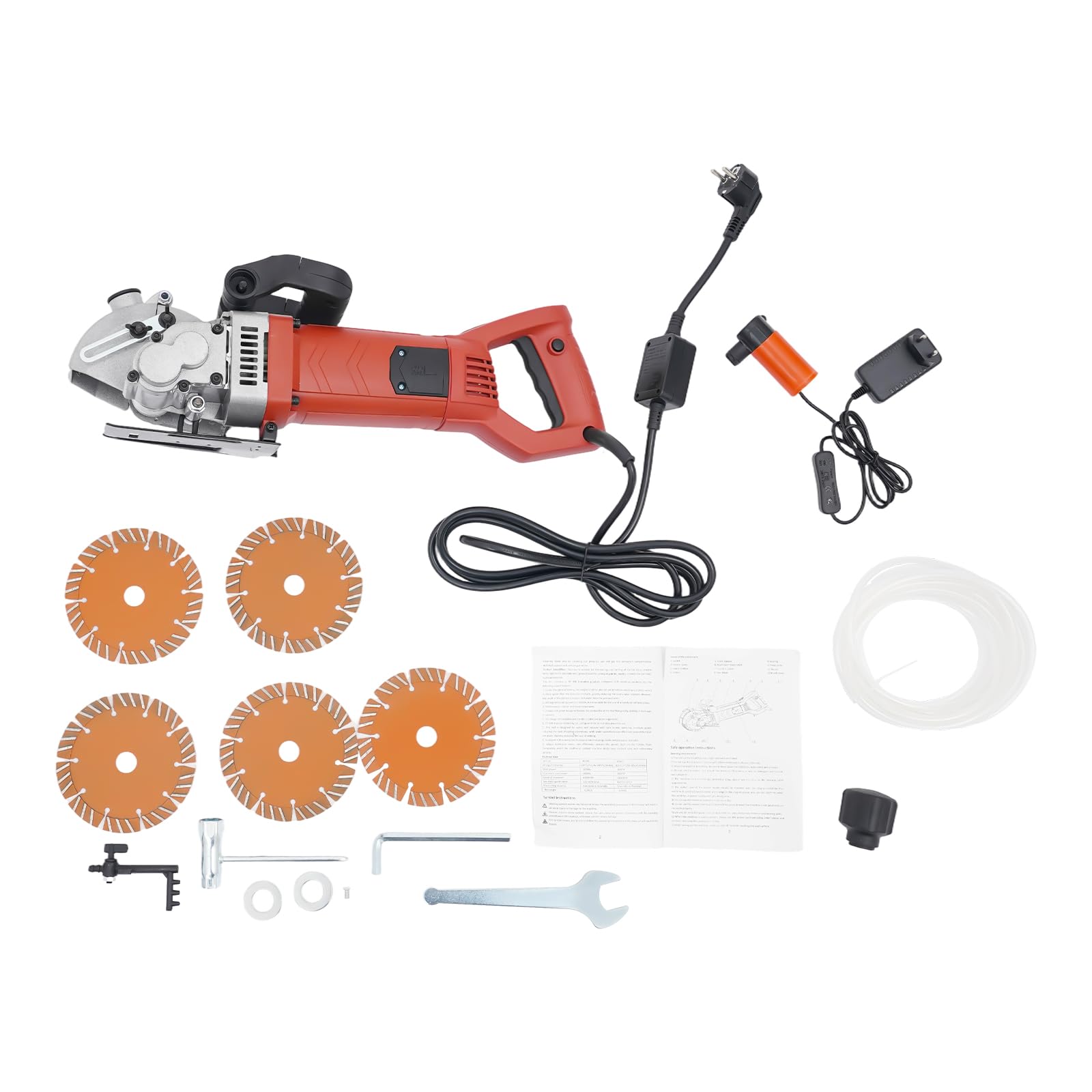 Fresa ranuradora eléctrica de 4800 W, 6200 rpm, con mango, guía de ranura ajustable, para cortar hormigón, mármol, granito, ligero