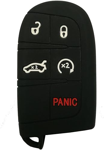 Miniatura 7 de Funda protectora de silicona para llavero inteligente, 5 botones, sin llave, bolsa para control remoto para Jeep Grand Cherokee Dodge Challenger