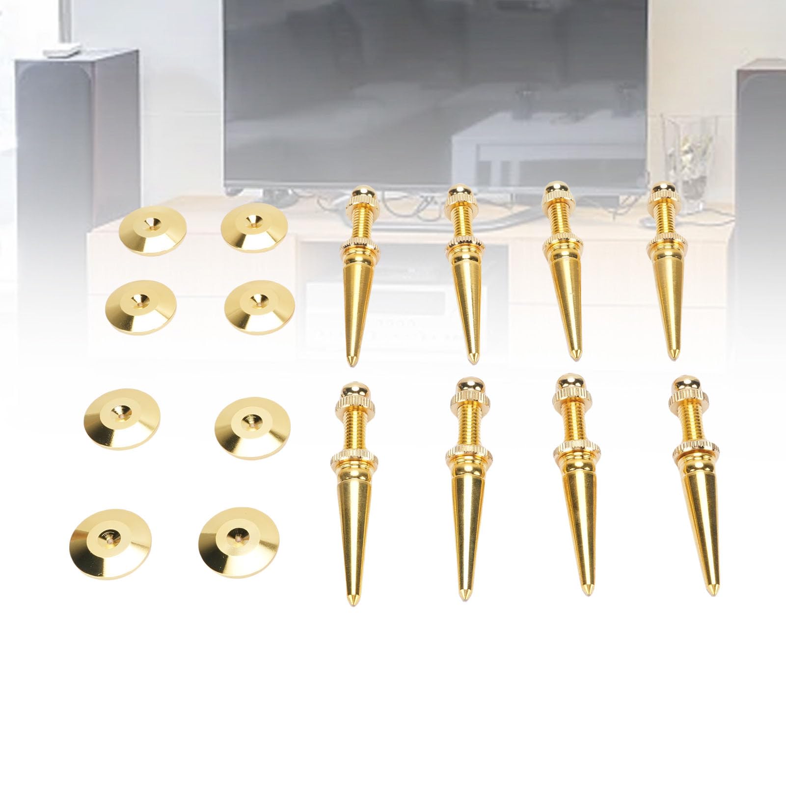 Generic Set di Piedini Isolanti Antiurto in Rame con Punte per Altoparlanti per Giradischi Subwoofer, Cuscinetti Antivibranti Regolabili in Altezza per Domestico