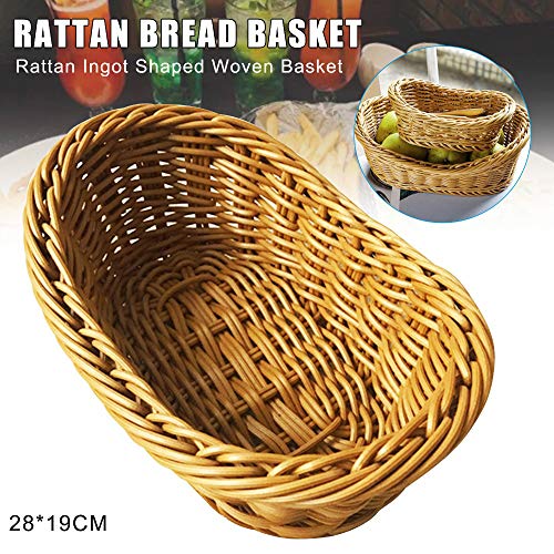 Wicker Bread Basket, Tabletop Woven Storage Basket, Food Fruit Vegetables Serving, Restaurant Serving Basket (11X7.5X3.9 Lnch) (2Pcs) #TOP4