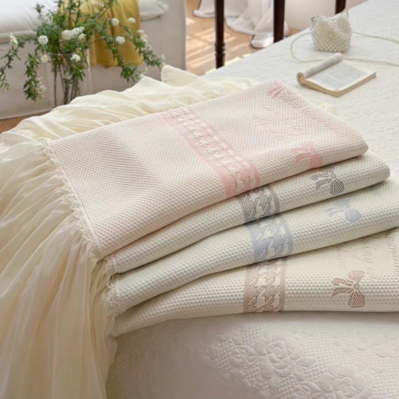 Bestickt Bed Skirt Betthusse Bettrock mit Rüschen Polyester 45cm Hohes Bett 150x200cm