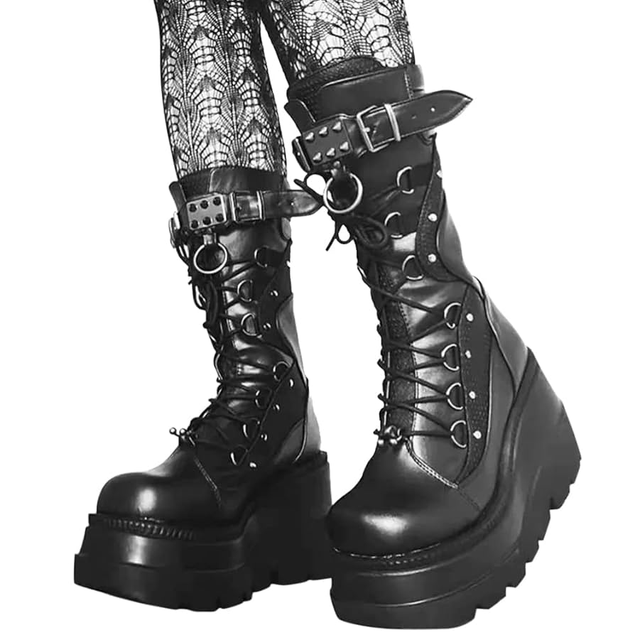 Minetom Women's Winter Boots Gothic Punk Platform Boots Goth Minetom Women's Winter Boots Gothic Punk Platform Boots Goth