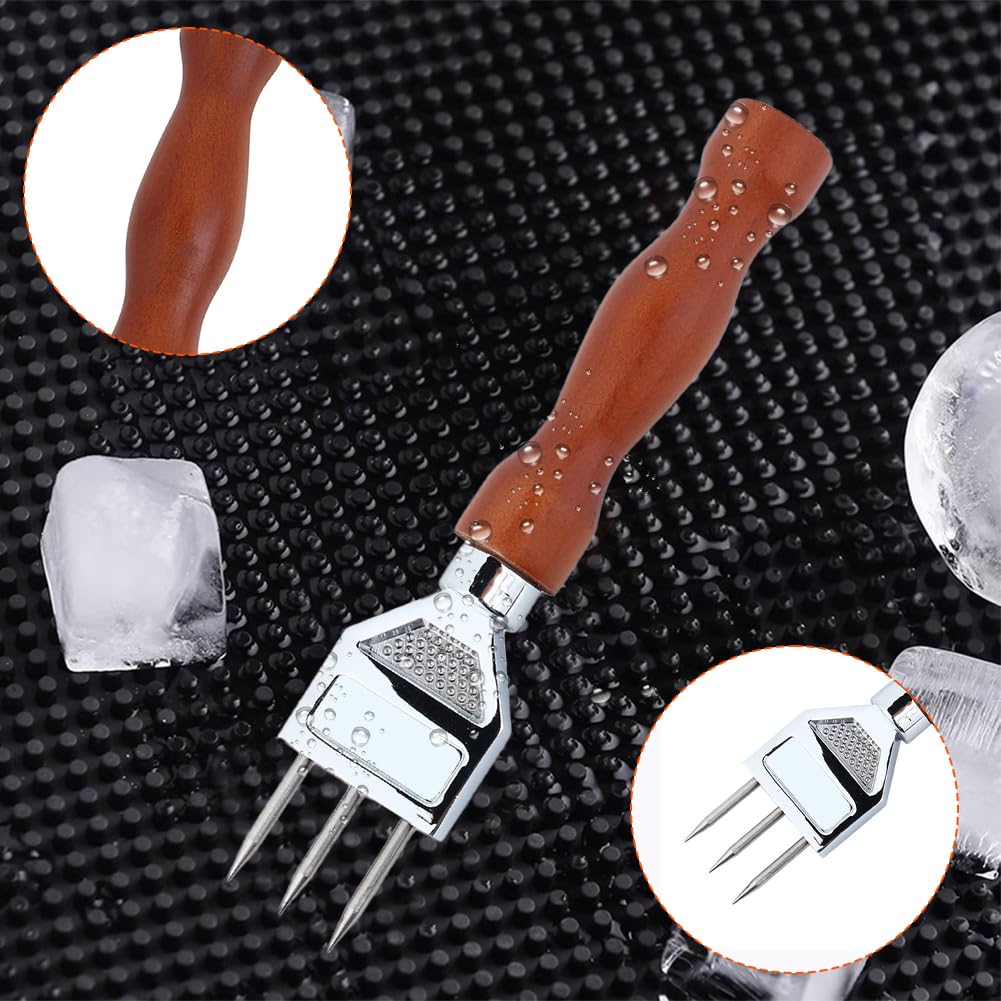 Pic à Glace En Acier Inoxydable Avec Manche En Bois - Longueur 6,7 Pouces - Pour Briser La Glace Facilement - Usage Cuisine, Bar