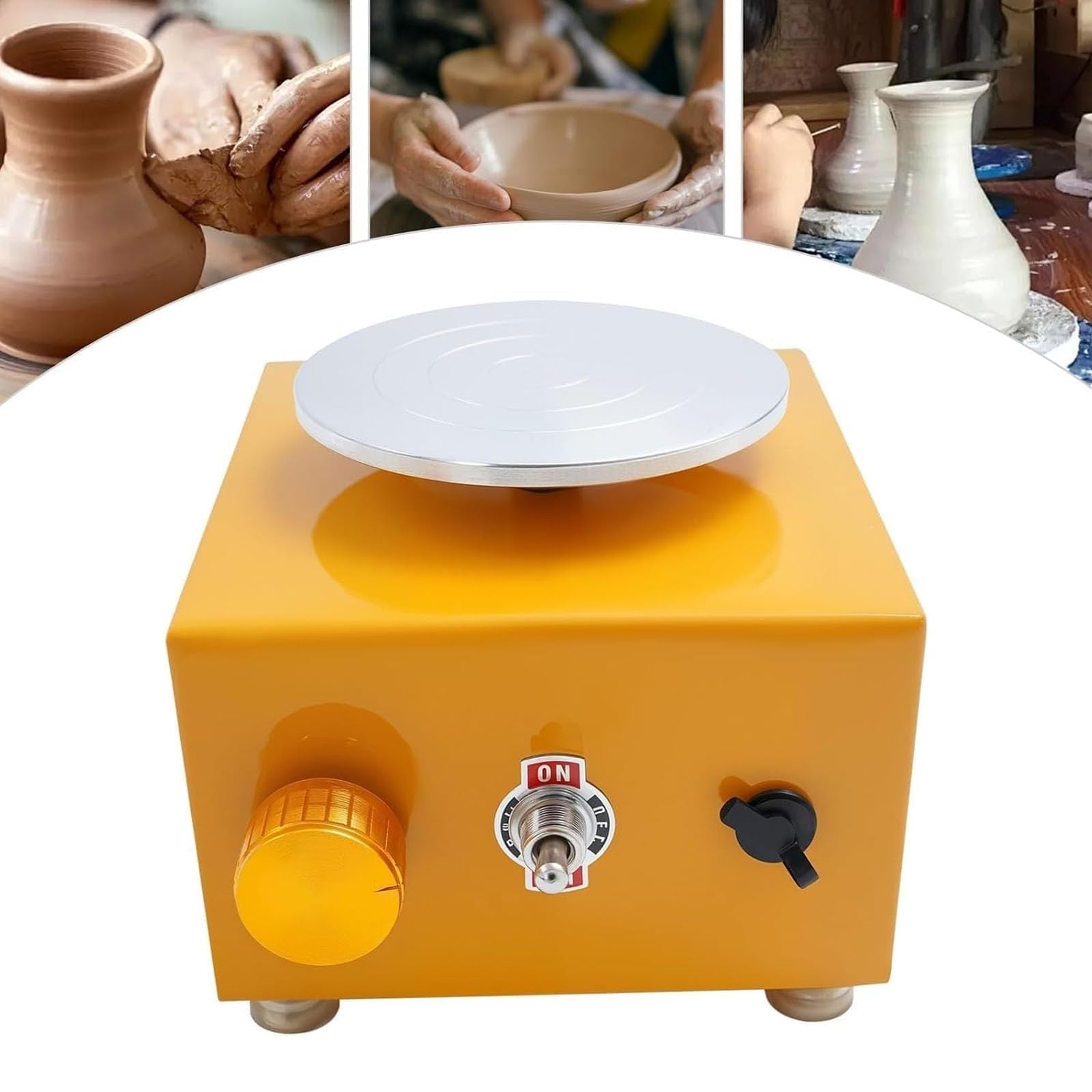 JOSBY Mini-töpferscheibe, Elektrische Töpferscheibe Mit Einstellbarer Geschwindigkeit Und Reversibler Drehrichtung, Abnehmbarem Becken, Aluminium-drehteller