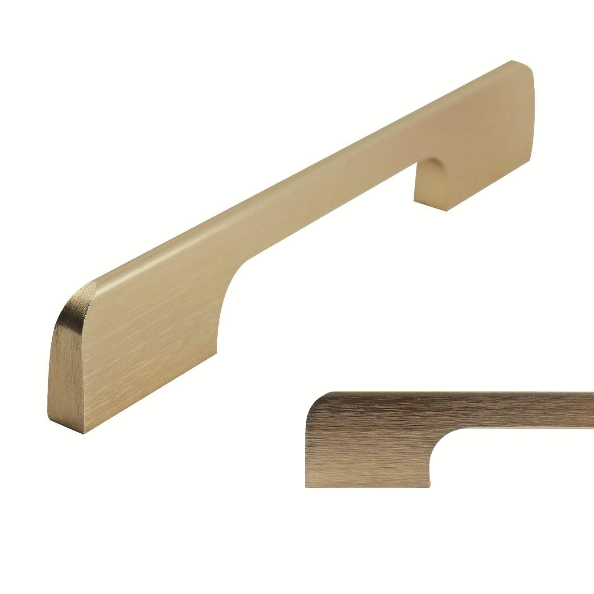 keypak 10 Pack Smooth Slim Kitchen Cupboard Handles, 128mm Brushed Brass