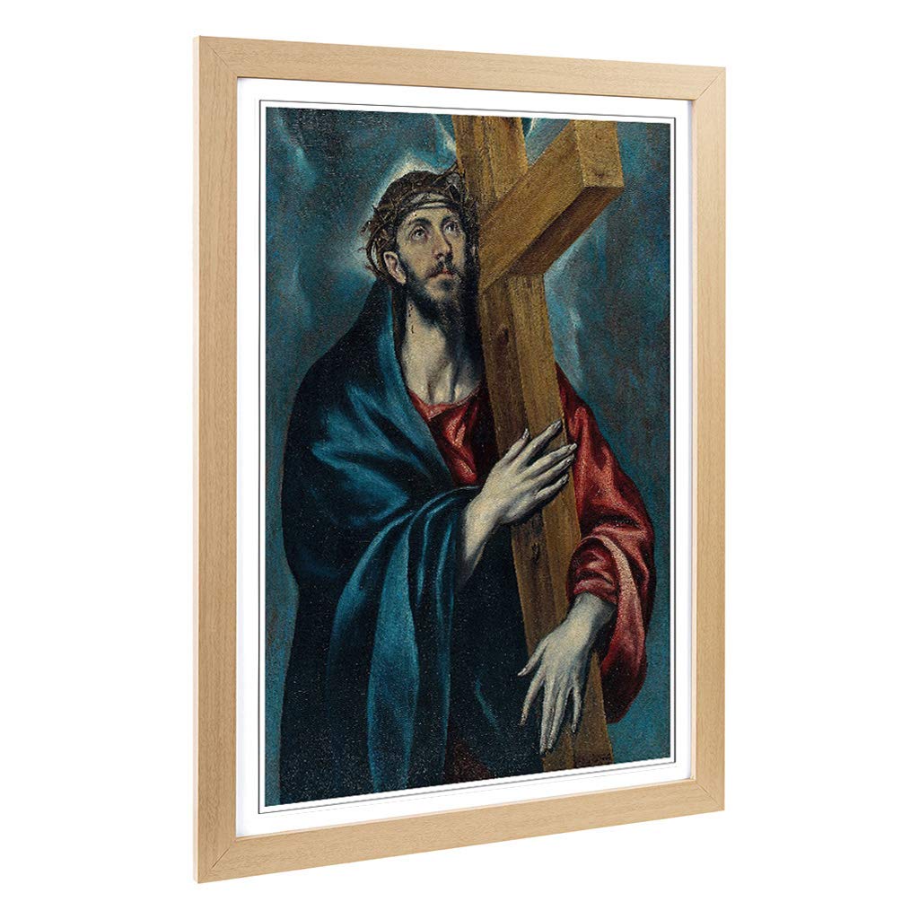 Big Box Art Framed Print of El Greco Christ Carrying The Cross Design | Wall Art Picture | Home Decor for Kitchen, Living Room, Bedroom, Hallway, Oak, A2 / 24.5x18 Inch / 62x45cm