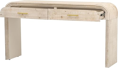 Miniatura 6 de Mesa consola de silueta retro única con estilo abierto, mesa consola versátil con dos cajones superiores, para entrada, comedor, sala de estar