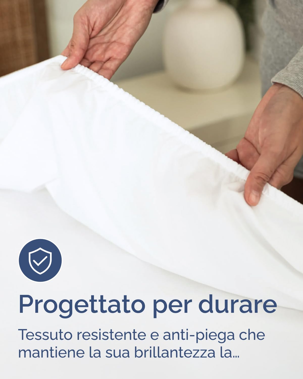 Lenzuolo con angoli 200x200cm - Extra profondo per materassi fino a 40cm (16") di altezza - Morbida microfibra spazzolata - Antipiega, resistente al restringimento e colori - OEKO-TEX - Bianco
