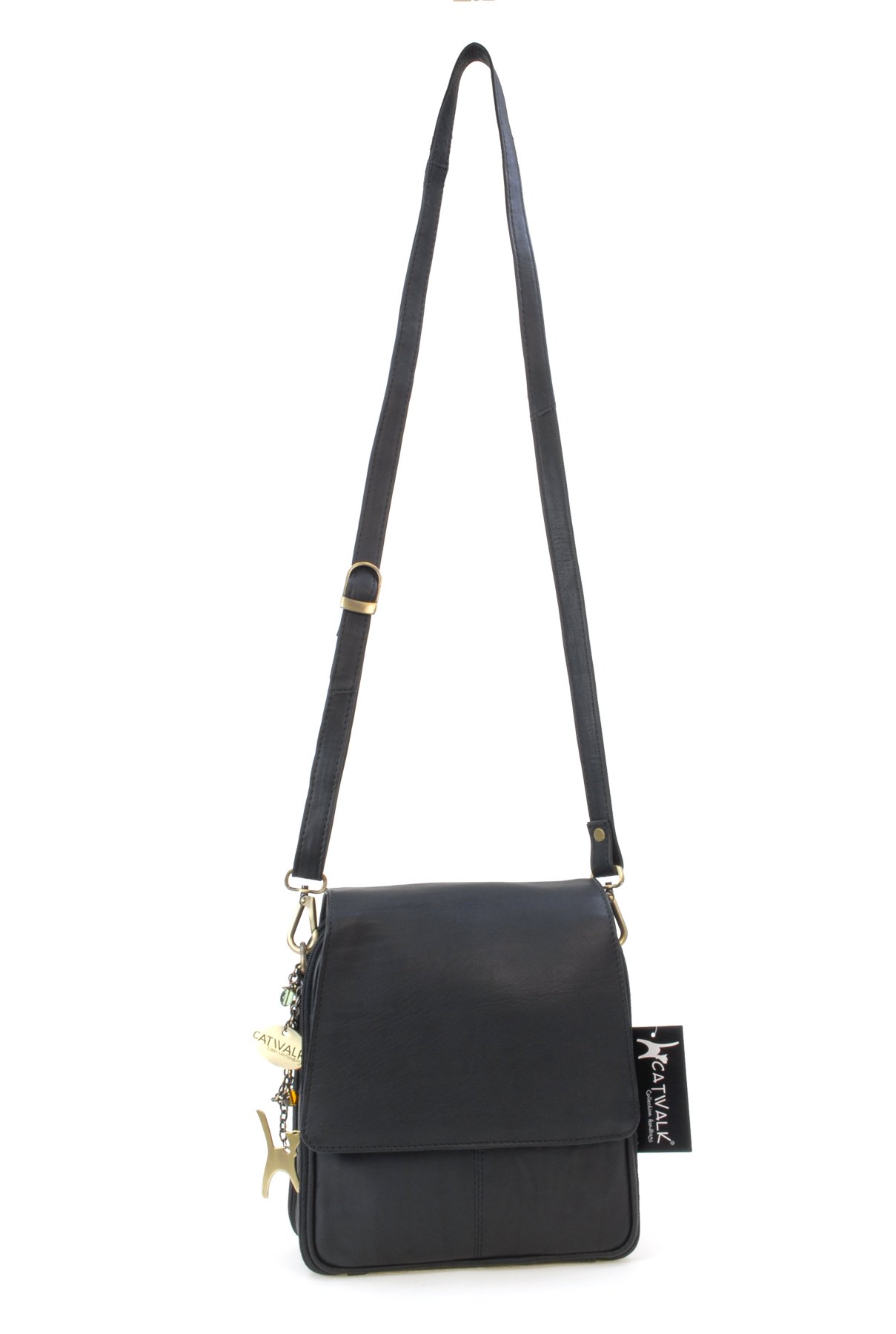 Catwalk Collection Handbags - Women's Leather Cross Body Bag - Medium Organiser Messenger Bag - Multiple Pockets and Compartments - Metro