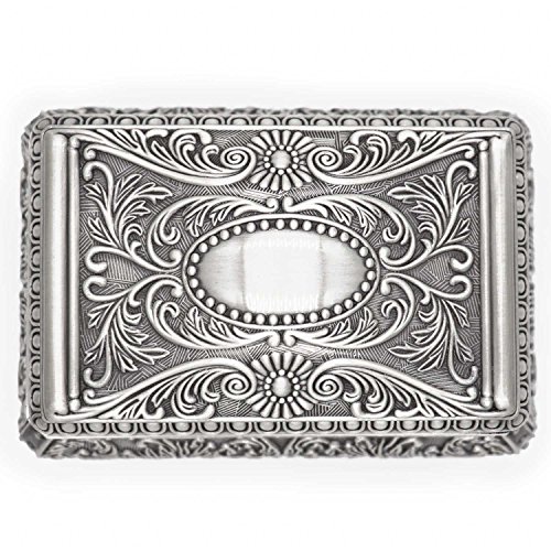 Aveson Rectangle Antique Metal Jewelry Box Trinket Storage Organizer Gift Box Chest Ring Case With Floral Engraved For Girls Ladies Women, Large #TOP3