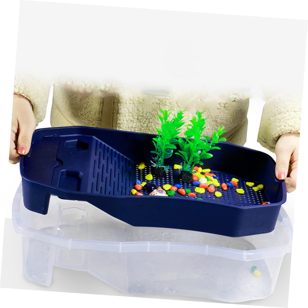 Toddmomy 1stück Schildkrötenbecken Mit Wasser-Land-Terrarium Für Schildkröten Und Krebstiere Langlebige Kunststoffbox Für Aquarien Und Terrarien