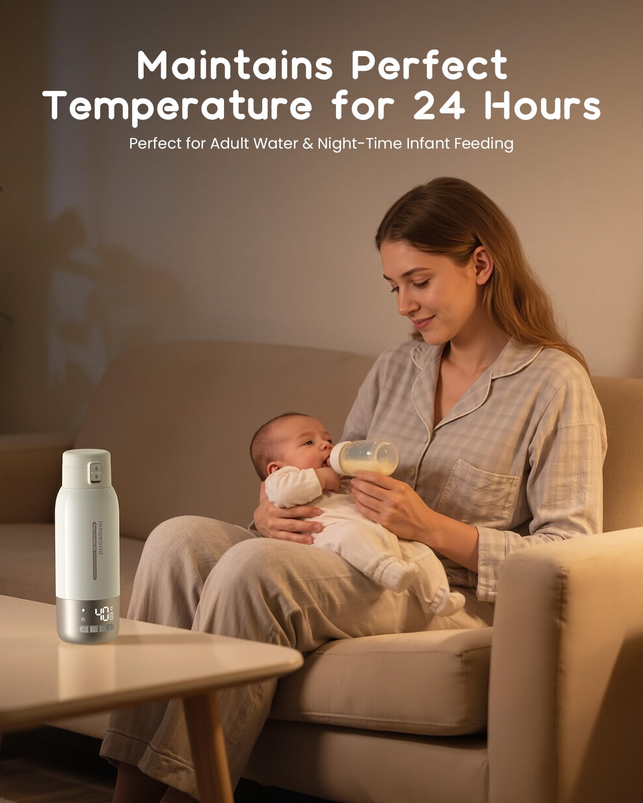 Portable Bottle Warmer for Travel,600ml Baby Milk Warmer for Breastmilk & Formula with Fast Heating,10400mAh Long Battery Life,USB-C Charging,Ideal for Car,Vehicle & Airplane Journeys - 5
