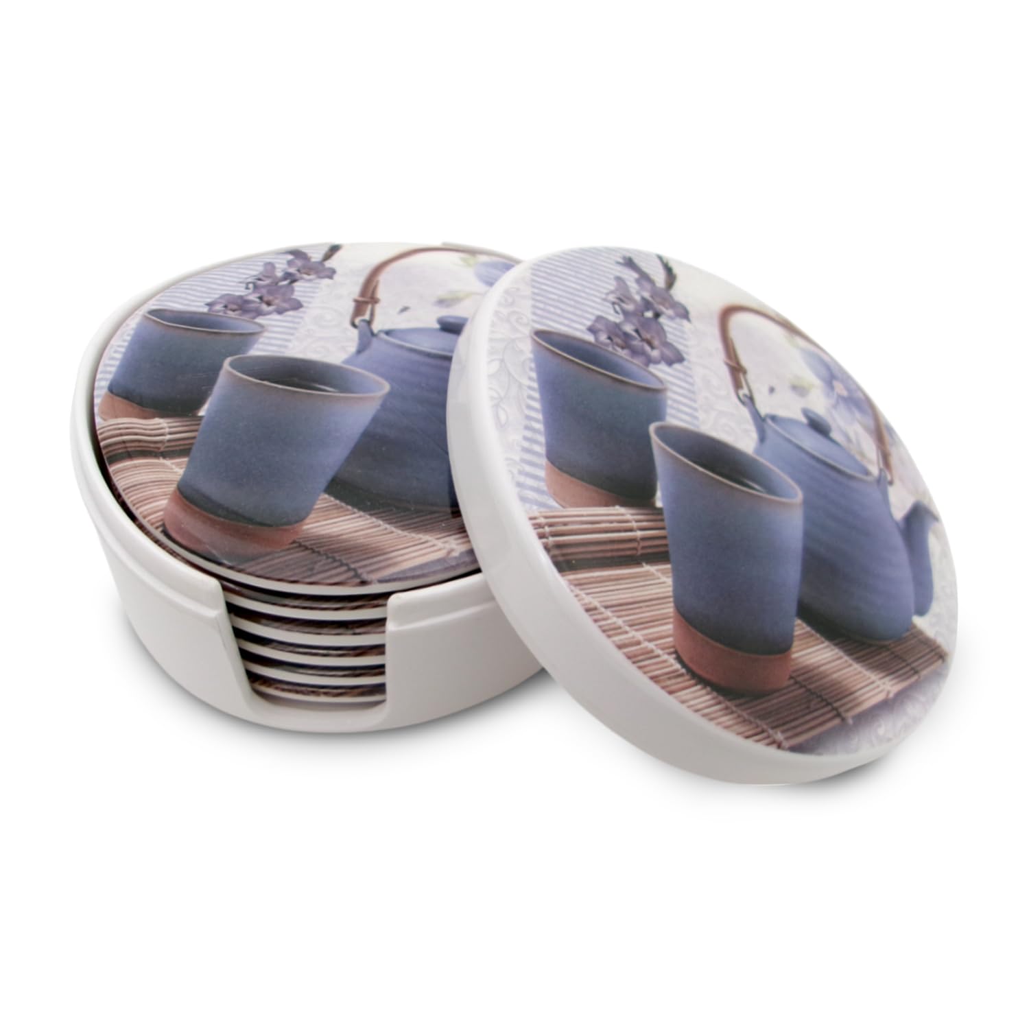 Superware | Food Grade Melamine | Coaster Set – Lavender Tea On White (8 Pcs.) | Serveware, Tableware, Stain Free, Glazed Finish-image-25