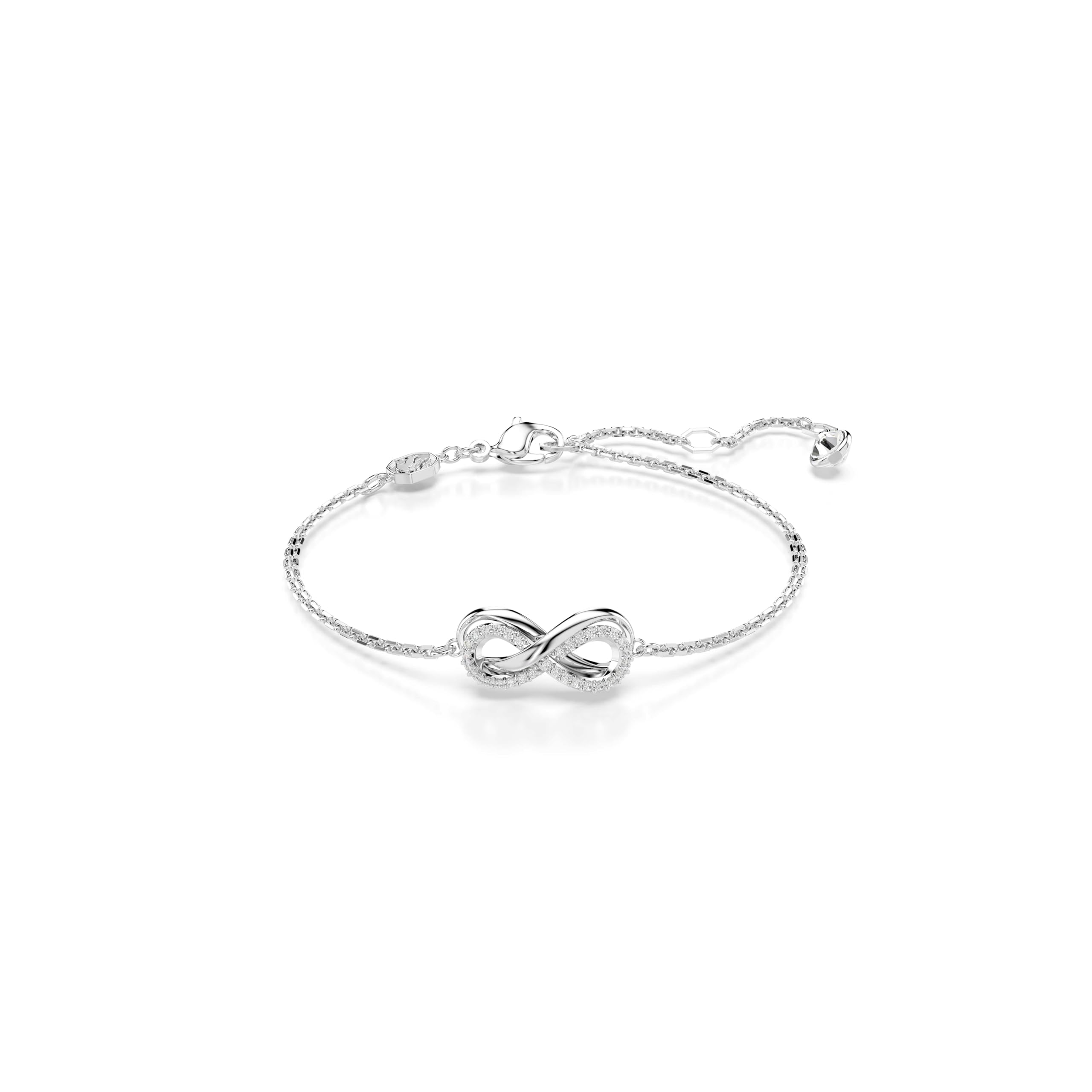 Swarovski Women's Hyperbola Rhodium Plated White Infinity Bracelet 5679664 in Silver | Size: 15.5cm