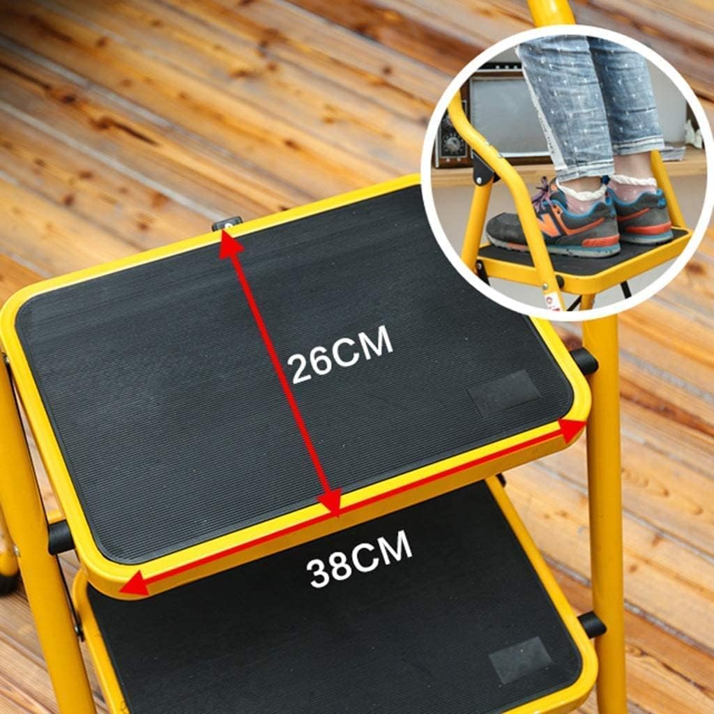 Telescoping Ladder,Telescoping Telescopic extension portable - Collap Ladders,Household Double Handrail Ladder,Four-Step Metal Ladder Outdoor Engineeladder Multi-Function Ladder(Color:Rot)