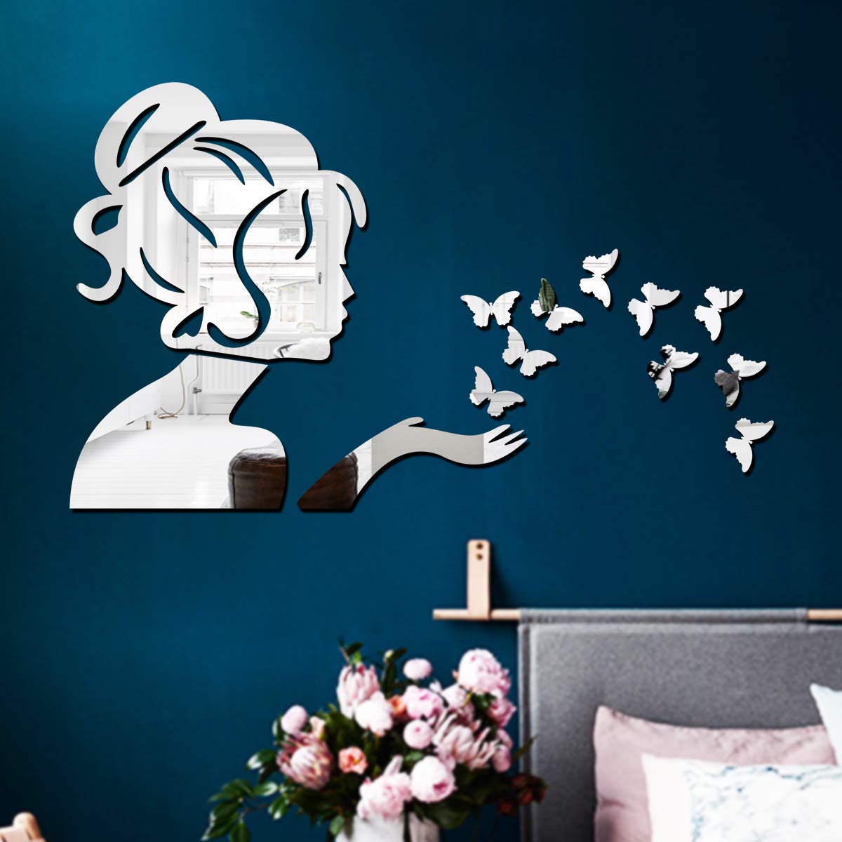 Bikri Kendra-Angel Fairy with Butterfly Silver Decorative Mirror Stickers,Wall Mirror Stickers,3D Acrylic Stickers Wall Stickers for Hall Room,Bed Room,Kitchen Living Room Kids Room,Self-Adhesive (B07W753XMK) Amazon Price History, Amazon Price Tracker