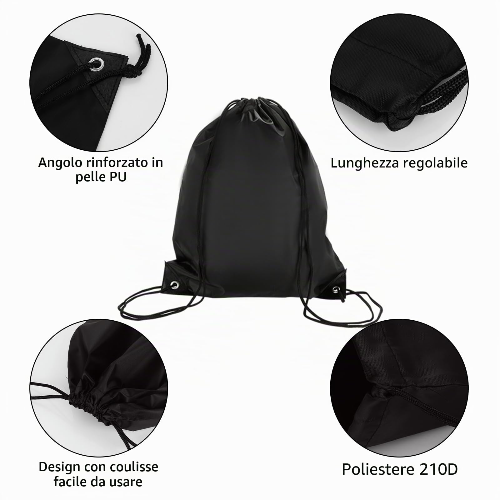 DAJAVE 20 Pezzi Sacca da Palestra con Coulisse, Sacca Zaino Sportivo in Nylon, sacca sportiva con coulisse, impermeabile Borse con Corda da Palestra Disegna Borsa Sportiva
