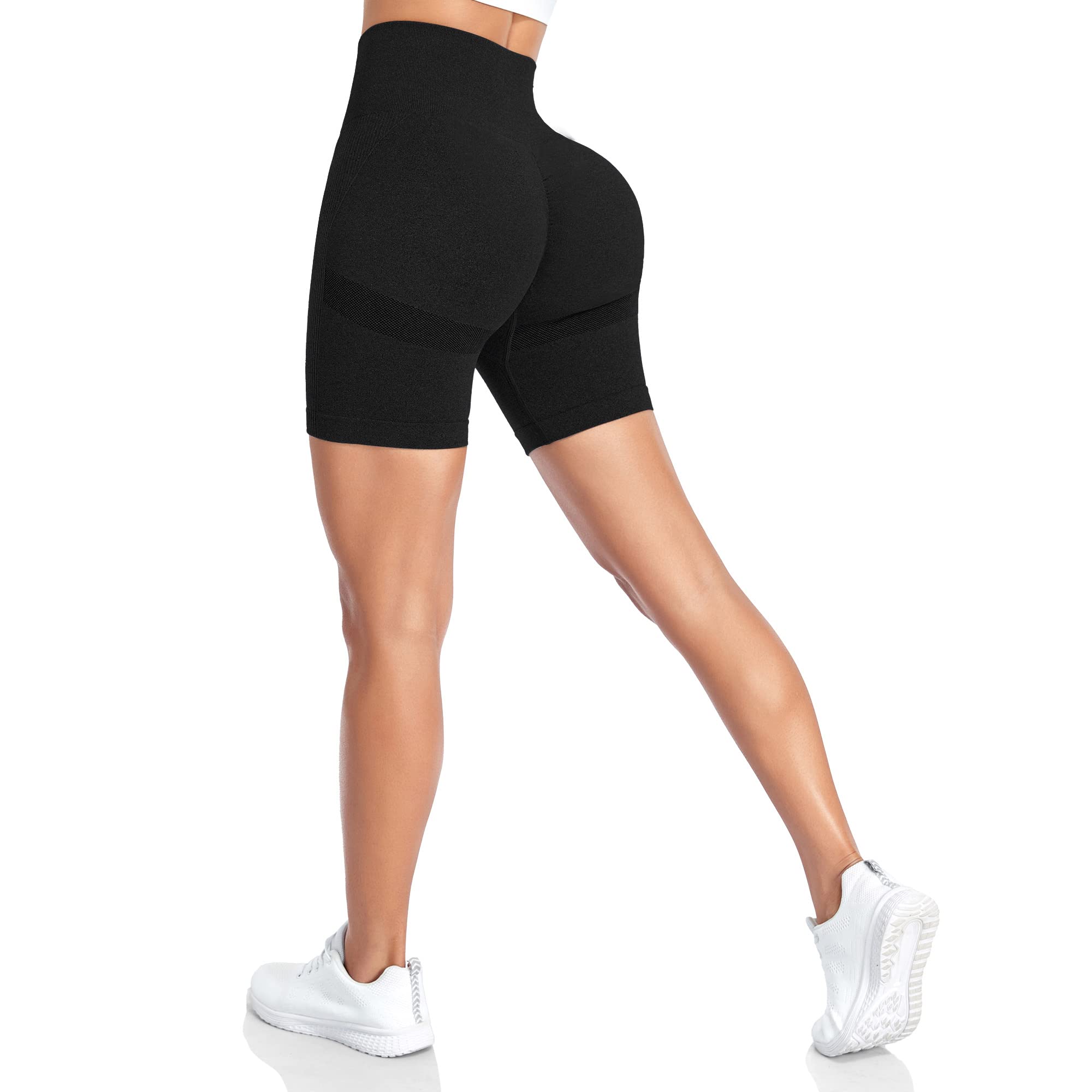 YaaviiWomen High Waisted Gym Shorts Butt Lifting Cycling Shorts Seamless Tummy Control Yoga Shorts Workout Running
