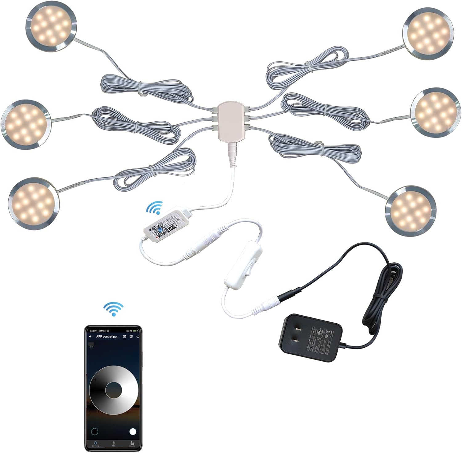 CRISETEK Puck Lights 6 Packs WiFi Control APP Alexa Control Rocker