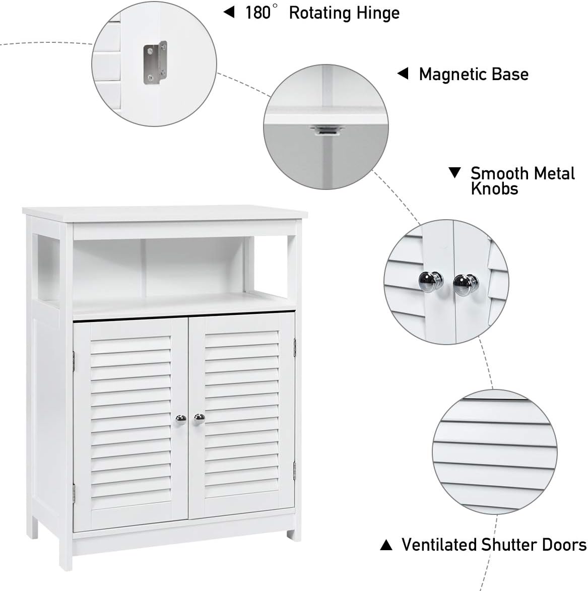 White MDF Living Room Cabinet with Adjustable Shelving