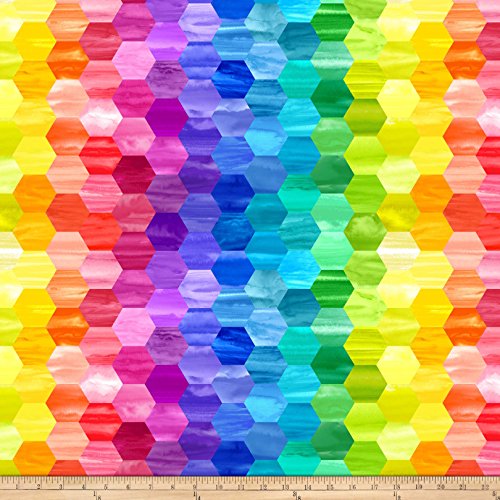 Studio 37 Bright Laura Berringer Color Moods Mini Hexies Fabric by The Yard