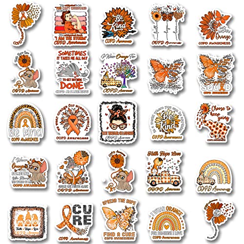 25Pcs COPD Awareness Stickers, Inspirational Waterproof Vinyl Stickers for Water Bottles Book Laptop Car Truck Bicycle Decorations Decorative Accessories CB210, M