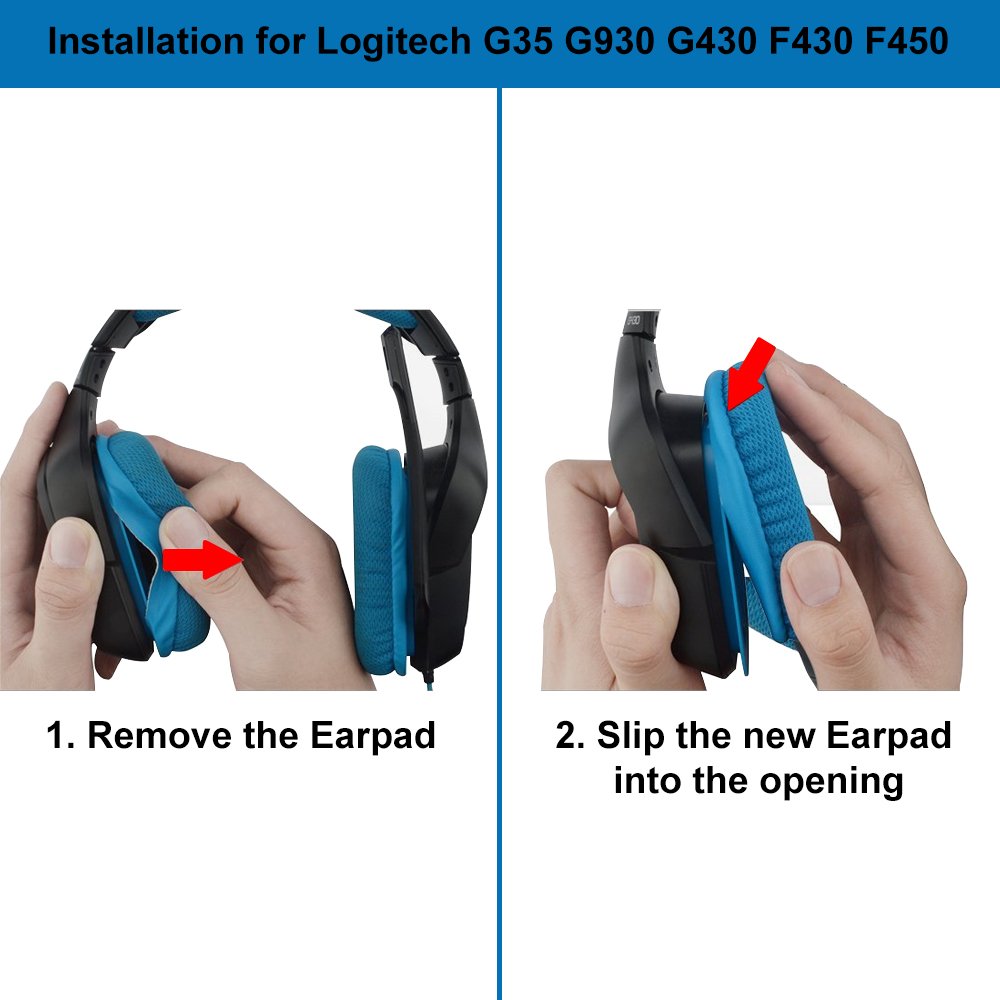 Cuscinetti Auricolari di Ricambio per Logitech G35 G935 G933S G933 G930 G635 G633S G633 G533 G433 G432 G431 G430 G332 G233 G231 G230 Headset Cuscinetti Cuffie di MMOBIEL - Padiglioni Cuffie