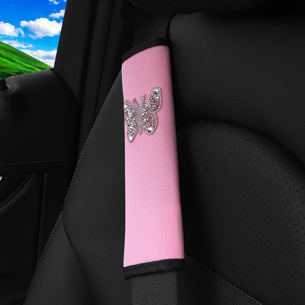 Jeiento 2er Set Sicherheitsgurt-Pads Lila Schmetterling - Universal Für Auto, Schulterpolster