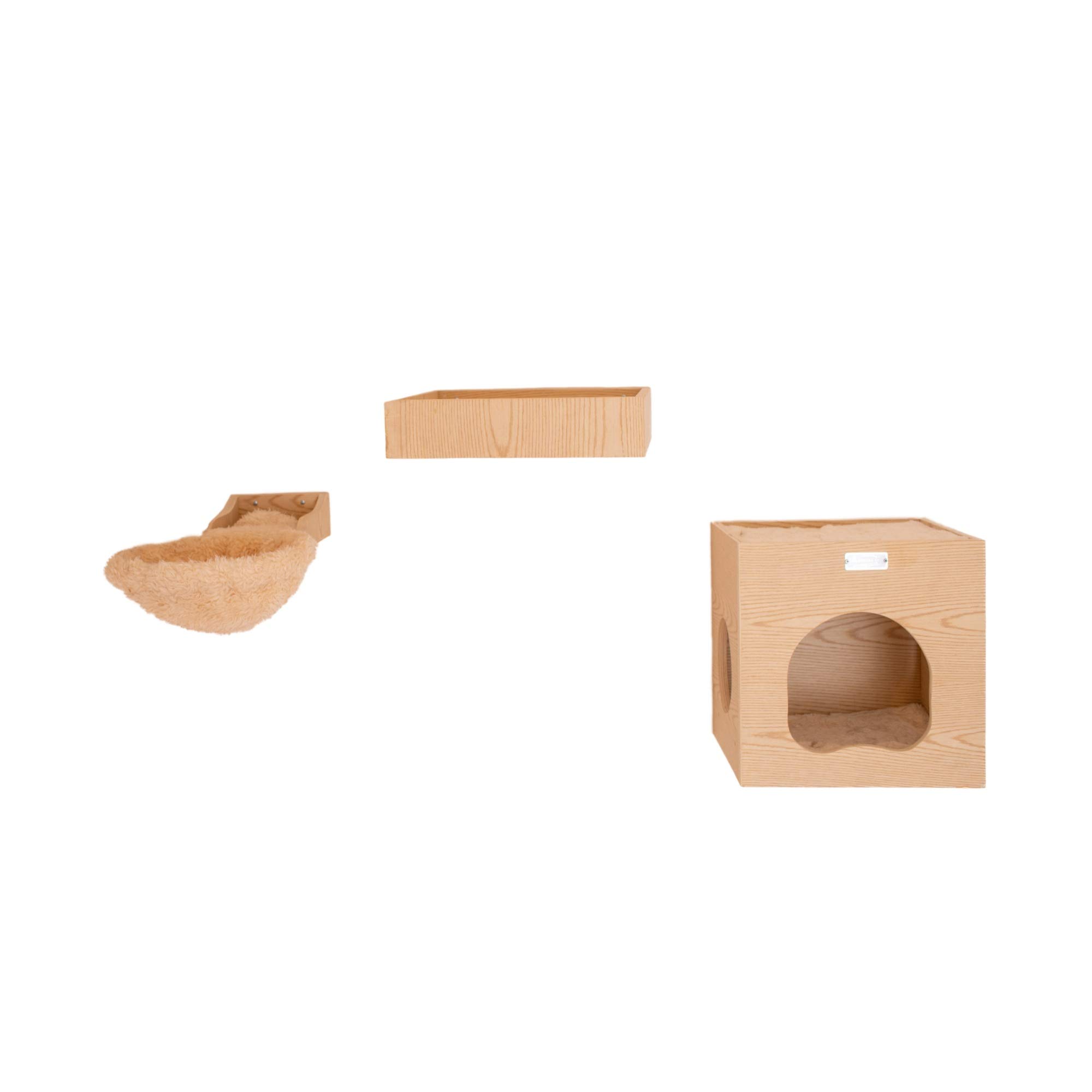 Armarkat Cat Wall Scratch Series: Tree W1907B with Condo, Perch, and Soft Perch, Natural Beige