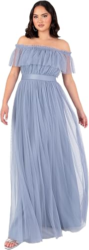 Anaya with Love Women's Maxi Dress Ladies Sleeveless Off Shoulder Bardot Necklin