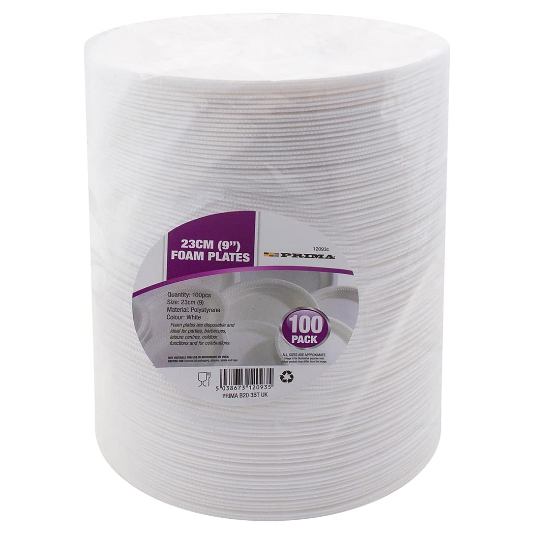 BARGAINS-GALORE Pack of 100 Disposable Foam Plates - 10" Party BBQ Wedding Tableware Catering | Suitable for Home, Kitchen, Party, Restaurant & Caterin - 10 Inch Plates