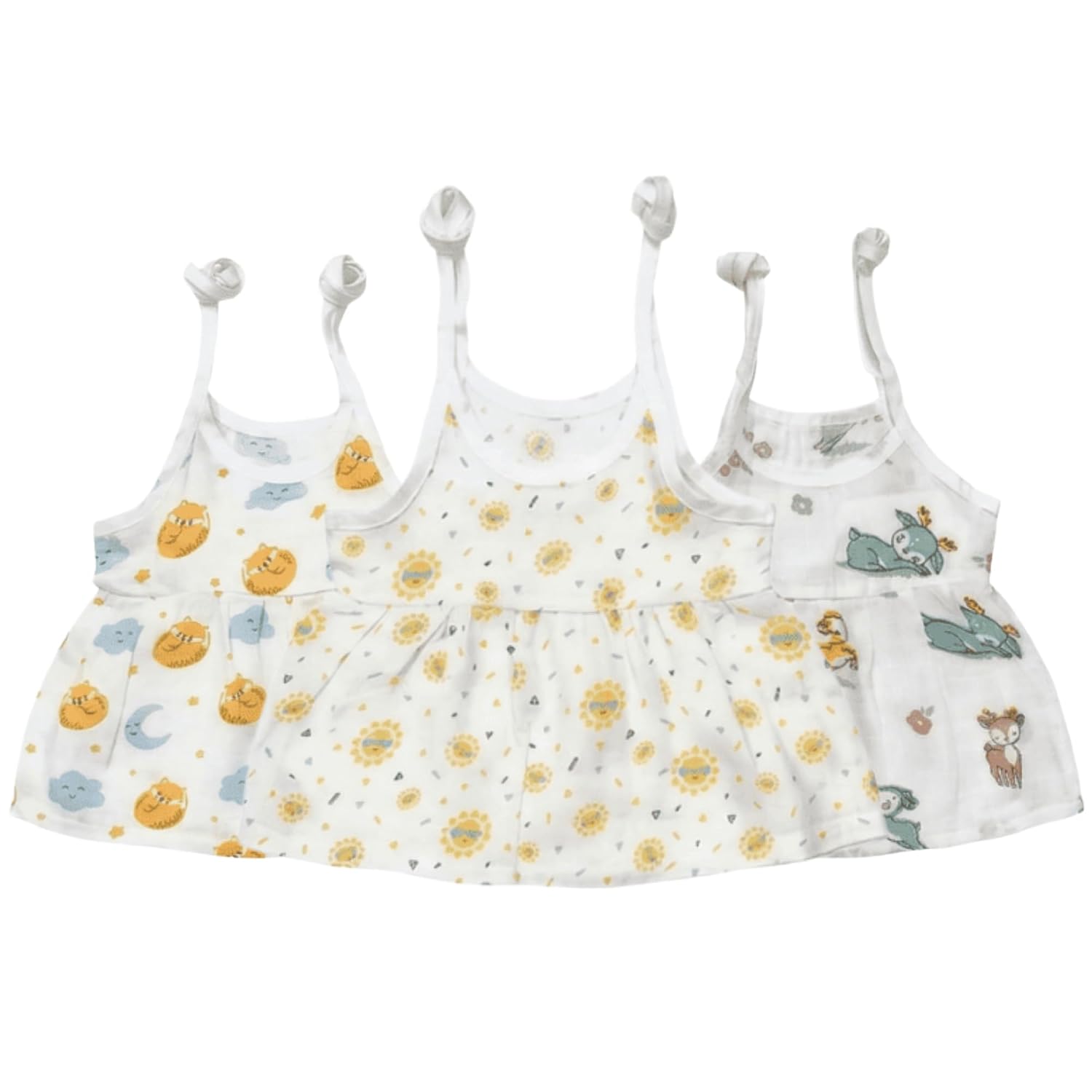 Yobrina Bamboo-Cotton Muslin Baby Frock with Shoulder Knot (3 Pack) – Soft Breathable Newborn Baby Dress, Lightweight Musl... - Review, Price and Buying Guide
