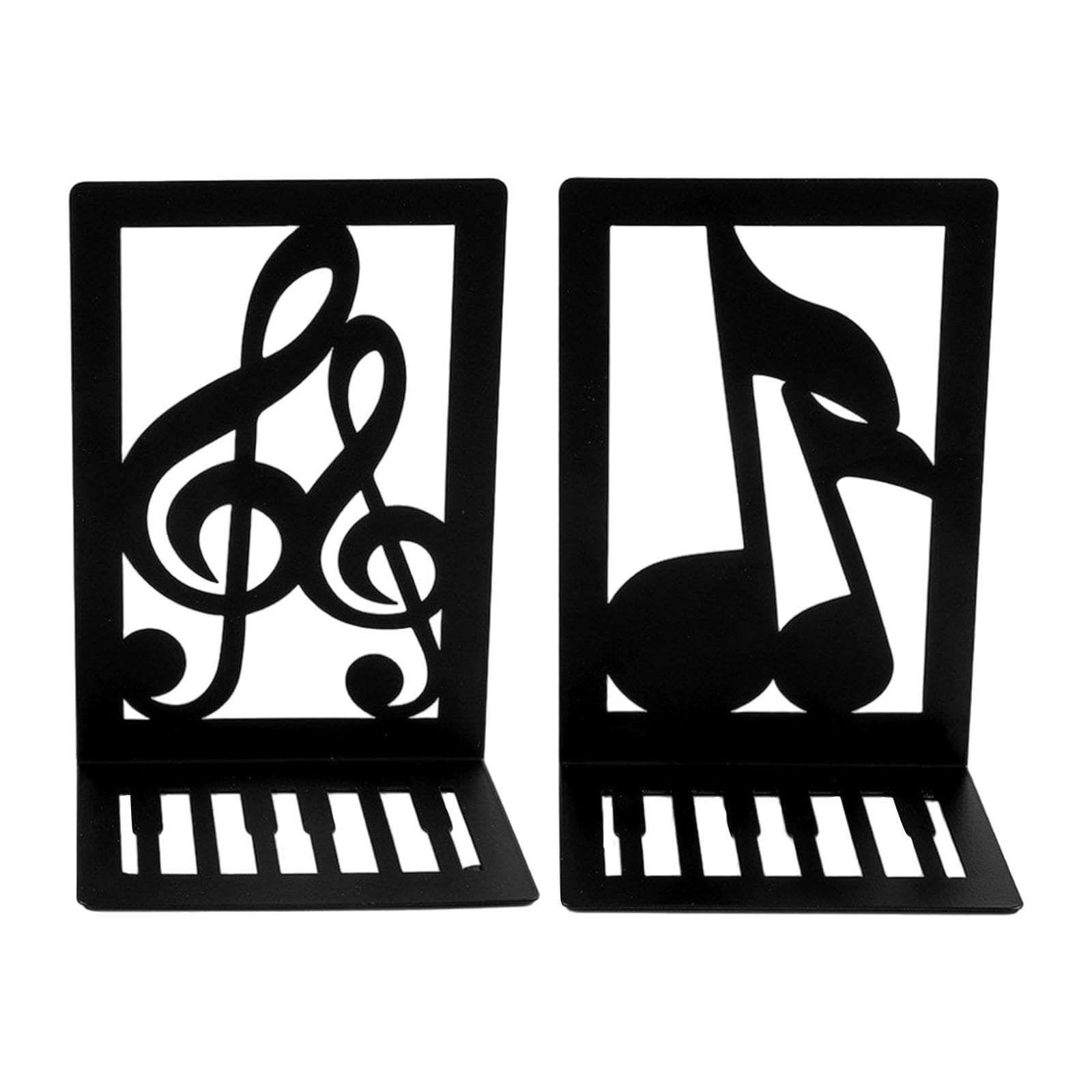 2Pcs Musical Note Metal Bookends for Shelves Hollow Metal Book Ends Decorative Book for Library School Artistic Bookshelf Decoration