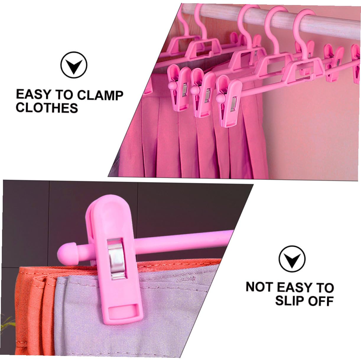 Percha para Pantalones de Plástico Rosa 10 Piezas, Ajustable