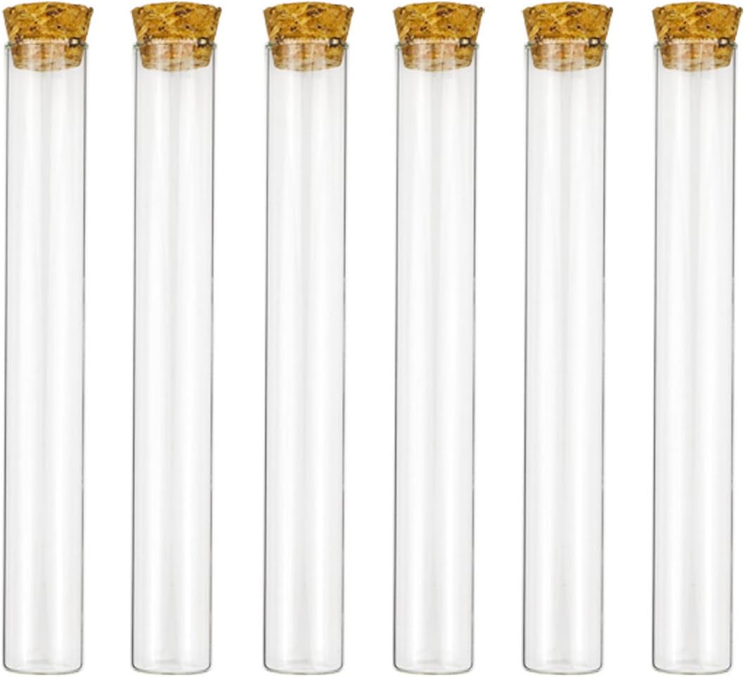 35ml Clear Flat Glass Test Tubes with Cork Stoppers, 0.8"×5.9", Pack of 18 by Superlele