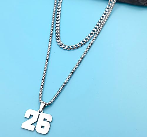 Miniatura 3 de Collares personalizados con números de jersey para niños y hombres, atletas de acero inoxidable, cadena de números deportivos, béisbol, baloncesto,
