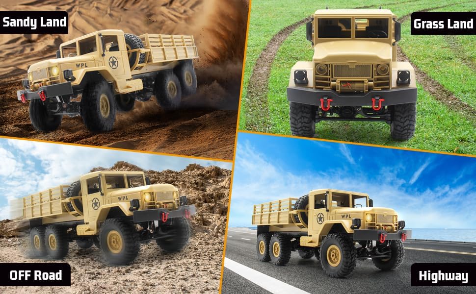 Miniatura 4 de Spobot Camión militar RC Transpotr, vehículo todoterreno RC 6WD con todo terreno, control remoto con 2 juegos de baterías y luz realista es bueno