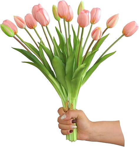 Miniatura 3 de 10 flores artificiales de tulipanes de tacto real, tulipanes de plástico falsos, arreglos de mesa, regalo para el hogar, oficina, fiesta, boda,