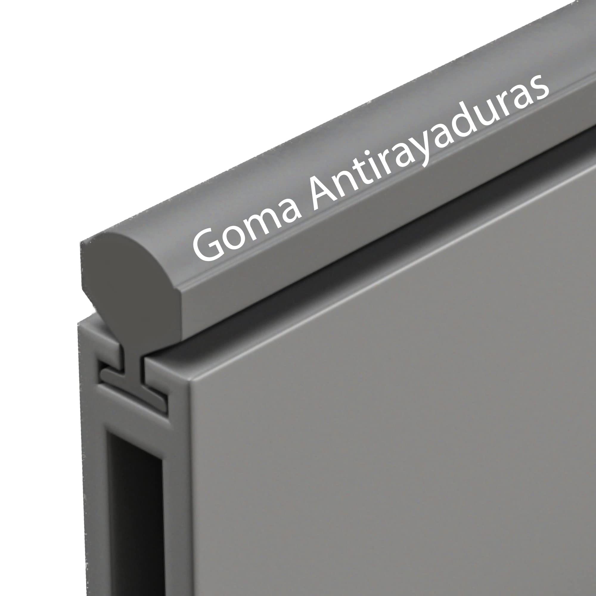 SHJ - Kit Barra de Armario Perchero Rectangular con Goma para mejor soporte y durabilidad. Diseño Innovador. Fácil Instalación. ¡Olvídate de percheros rayados!. (300 cm, Gris Metal)