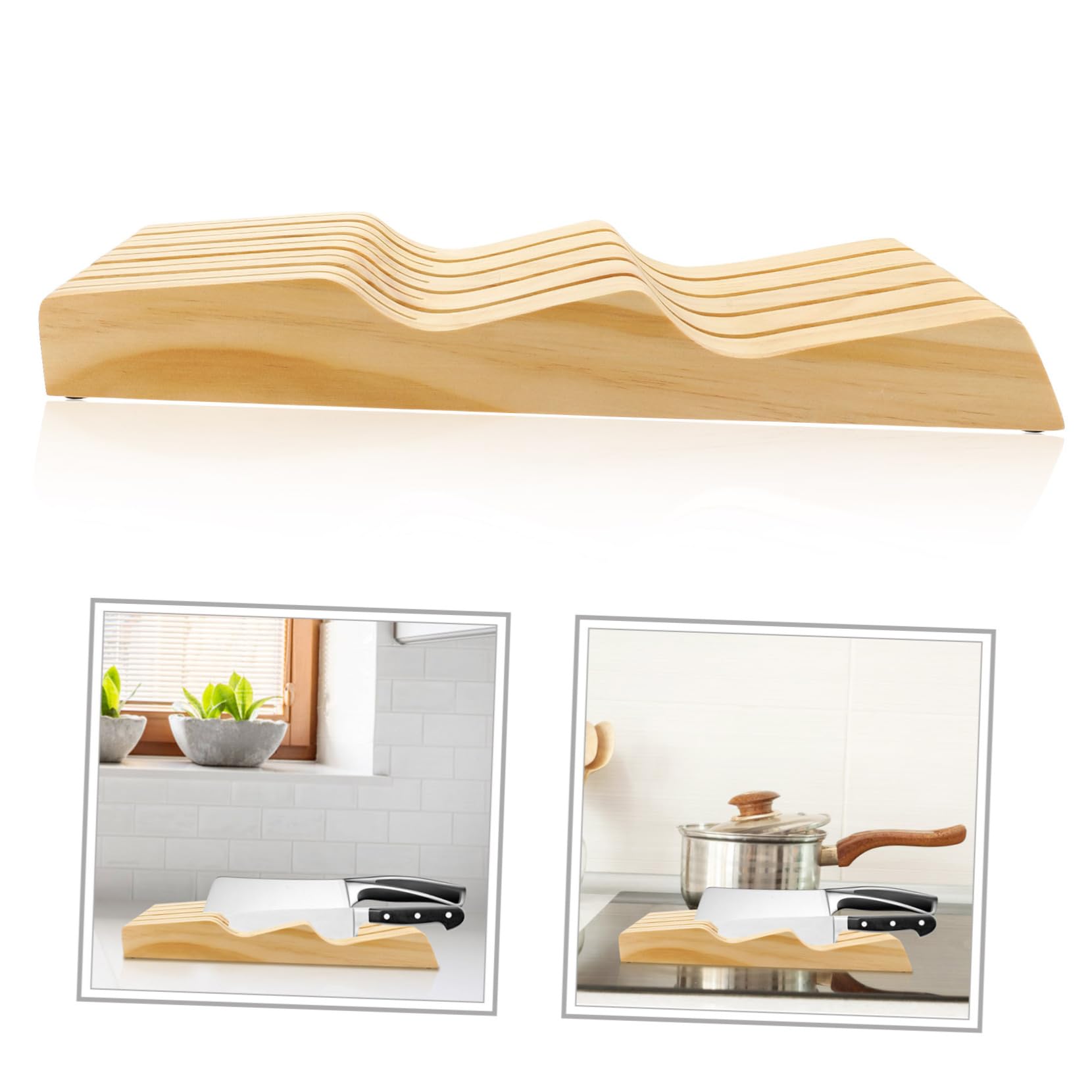 BRIGHTFUFU 1pc Multifunctional Knives Storage Rack Khaki Drawer Knife Organizer for Home Restaurant Kitchen Clutter for Spaces