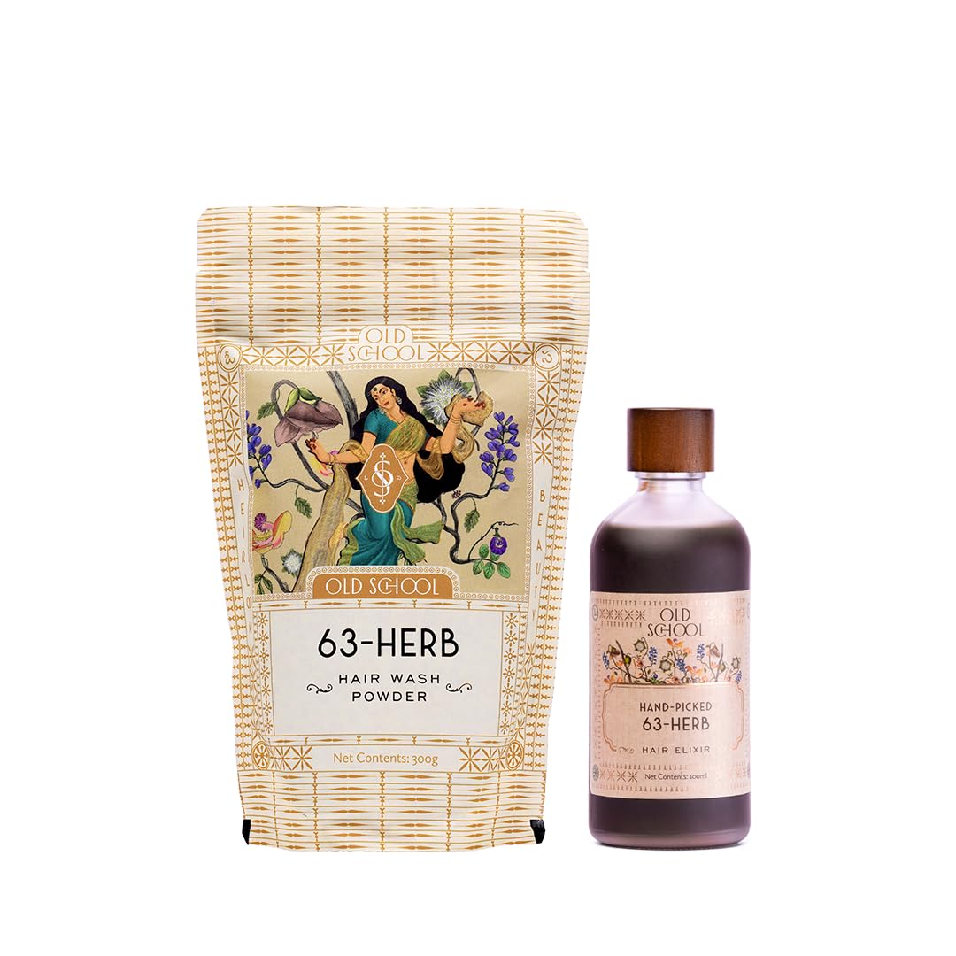 Old School Rituals 63-Herb Hair Ritual Duo, Hair Oil Elixir 100 ml + Hair Wash Powder 275 g, Nourishes Scalp, Helps Reduce Hair Fall-picture-43