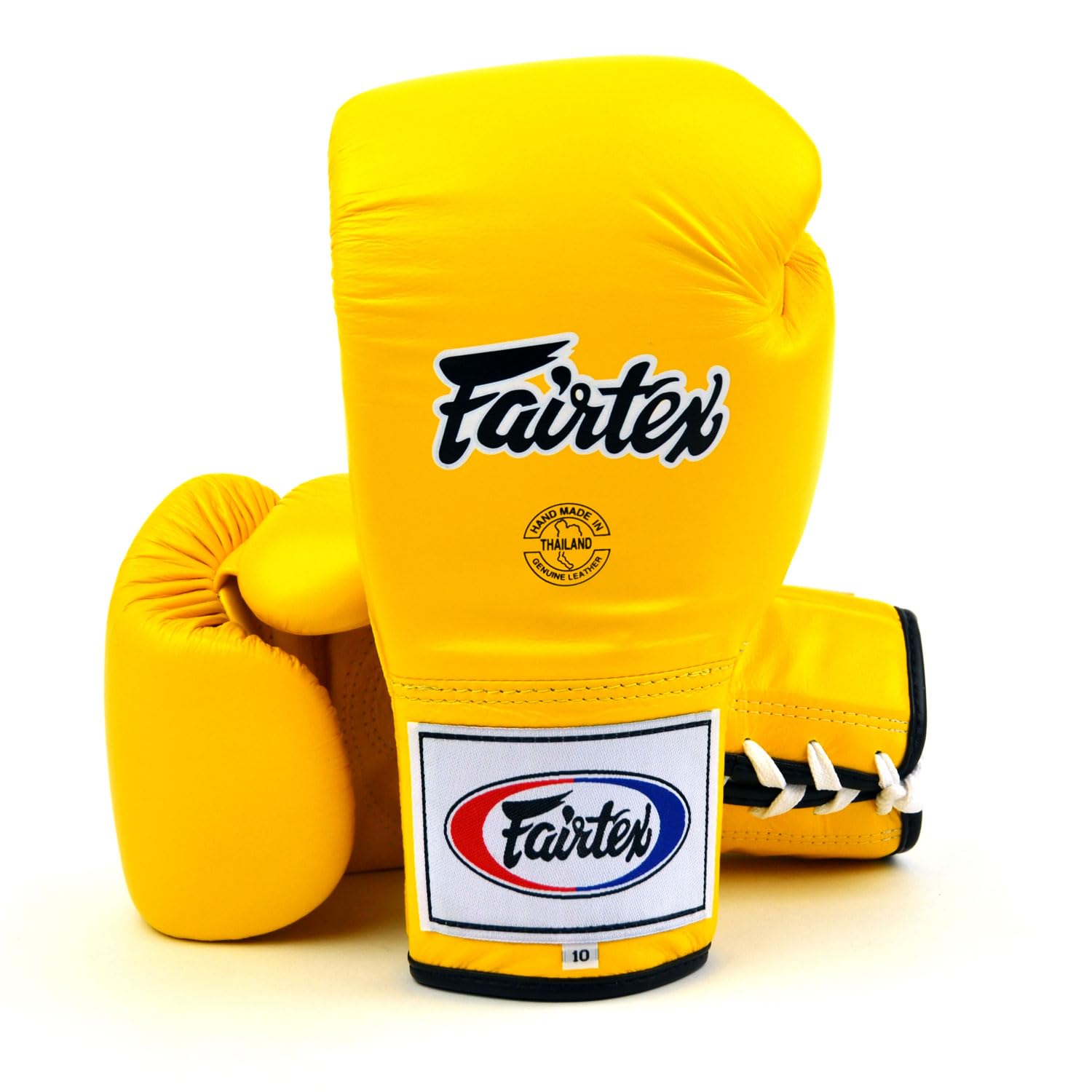 Fairtex BGL6 Handmade Leather Gloves | Optimal fist Closure with a Locked-Thumb Design | Premium Leather | Triple-Layered Foam | Lace-up Closure. Ideal for Boxing, MMA, and Kickboxing (Yellow, 8 oz) โ image 1