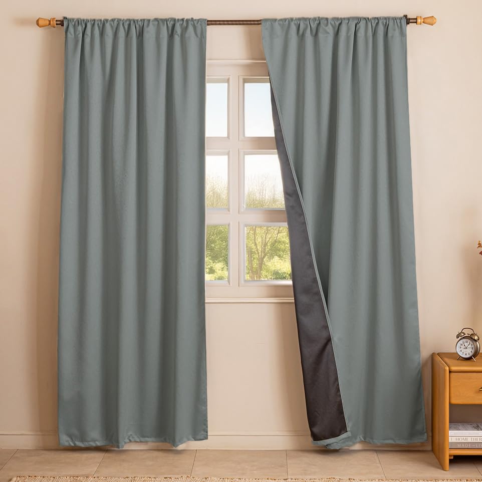 Image of HOMEMONDE 100% True Blackout Curtains 5 Feet Window - Single Piece Curtain, Embossed Panels Light Block Thermal Insulated & Noise Reducing Top Style Rod Pocket Curtains (Abstract Grey, 60Inch)