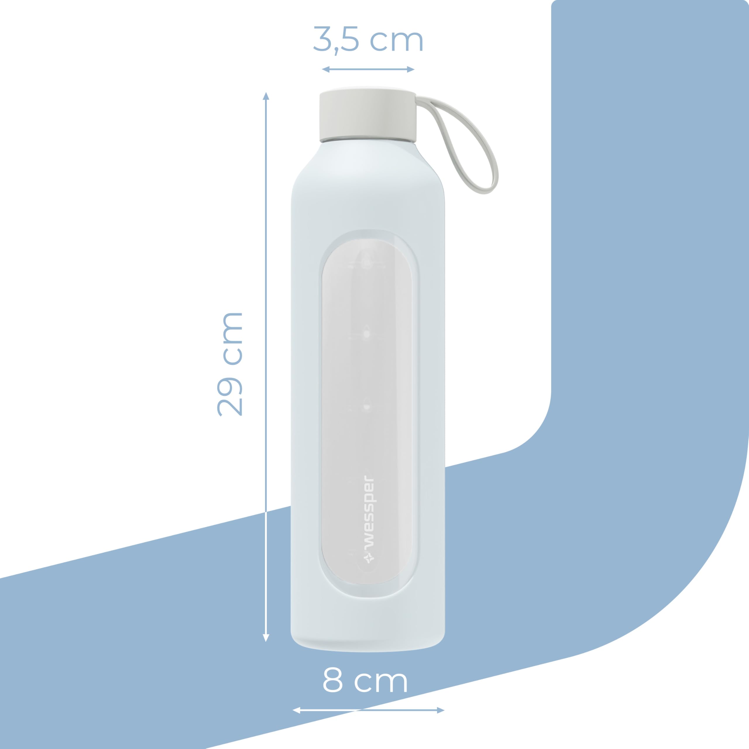 Borraccia Motivazionale Wessper 1 Litro In Vetro Borosilicato Con Custodia In Silicone Rosa - Scaletta Oraria Per Idratazione, Senza BPA, Lavabile In Lavastoviglie