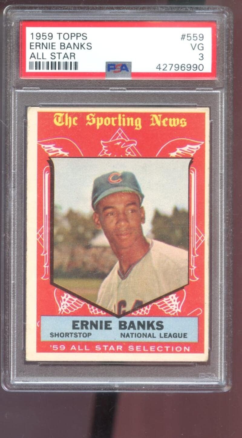 1959 Topps #559 Ernie Banks The Sporting News All Star Selection PSA 3 Graded Baseball Card MLB Chicago Cubs '59