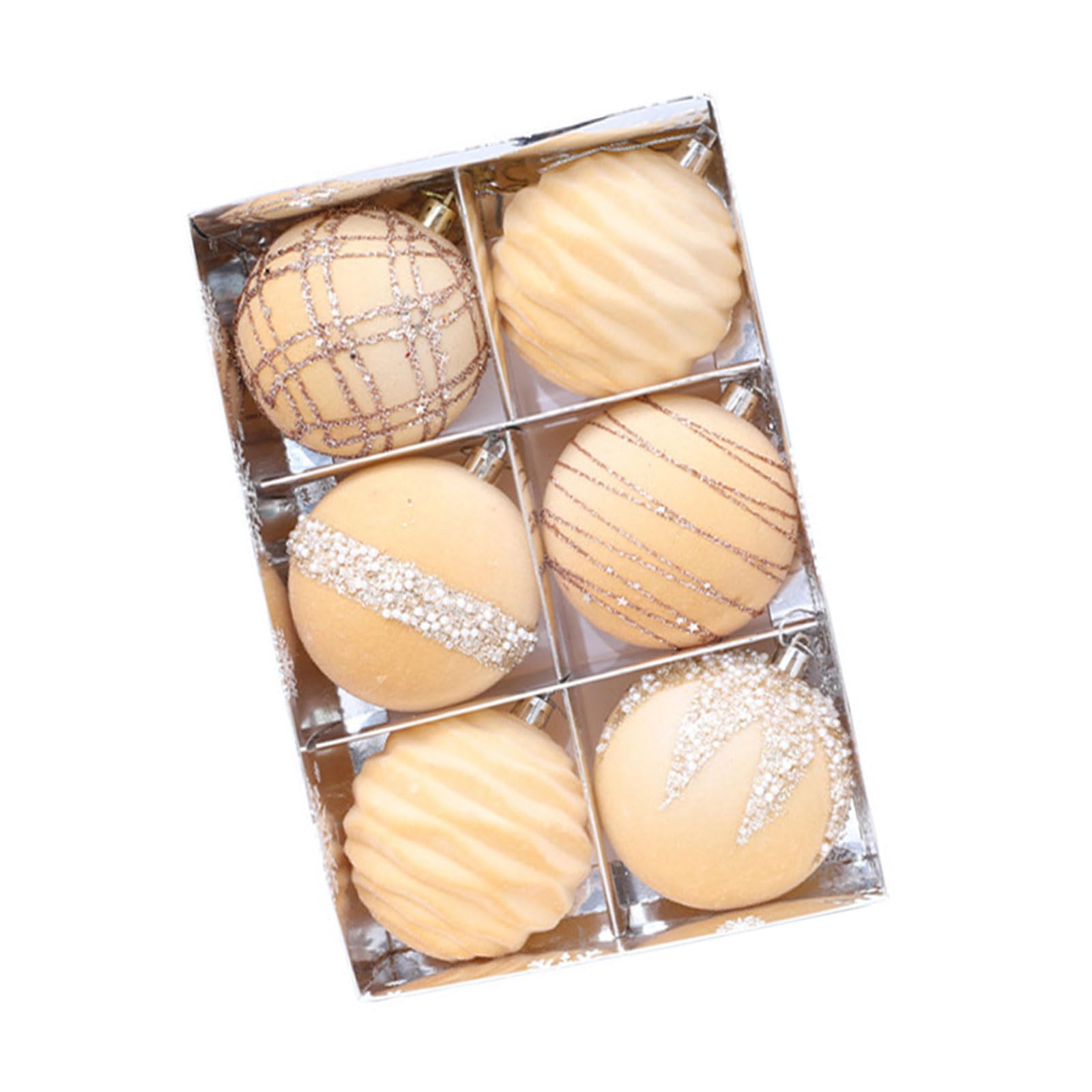 Six Luxurious Velvety Finish Christmas Sphere in Bright Color Celebratory Hanging Ornament for Elegant Seasonal Displays Colorful Christmas Ball