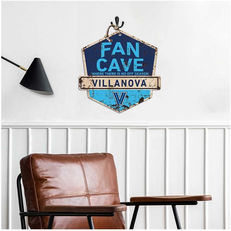 KH Sports Fan Villanova Wildcats Fan Cave Badge Sign, 20x20 Inches, Wildcats Decor for Dorm Room, Bedroom, Fan Cave, Living Room; Display Your Team Spirit with This Unique Villanova Wildcats Wall Art